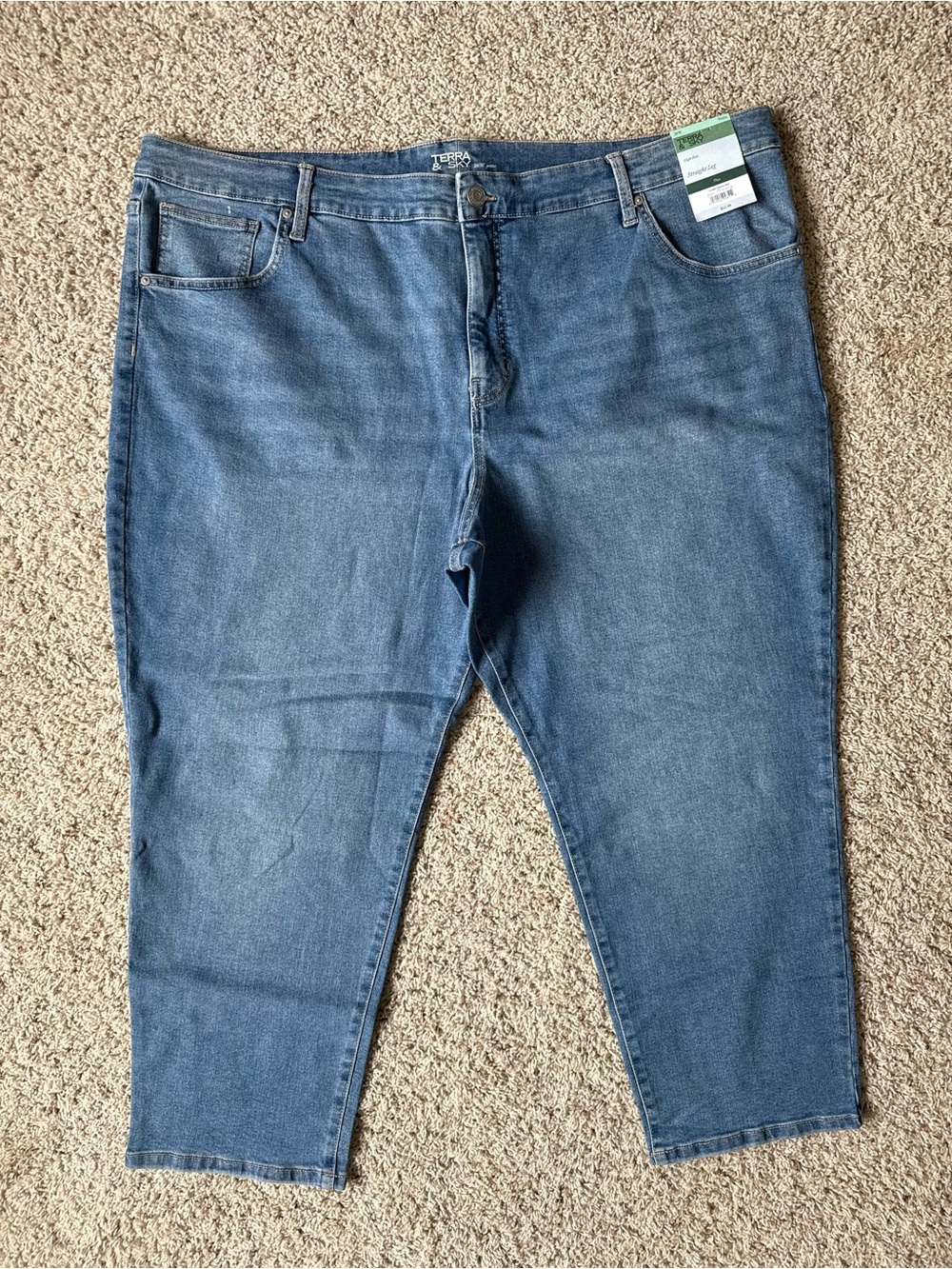 Mid Blue Straight Leg Jeans